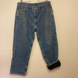 Carhartt Jeans Flannel Lined 39x30 Relaxed  Blue Denim